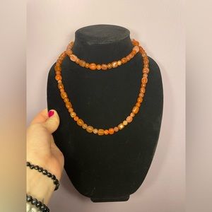 Carnelian Beaded Necklace | Genuine Stone | Silver Clasp